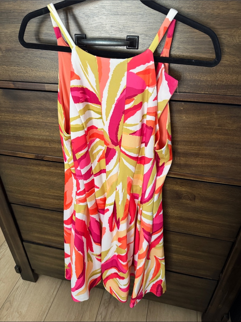 Vince Camuto Pink, Orange & Cream Abstract Mini Dress